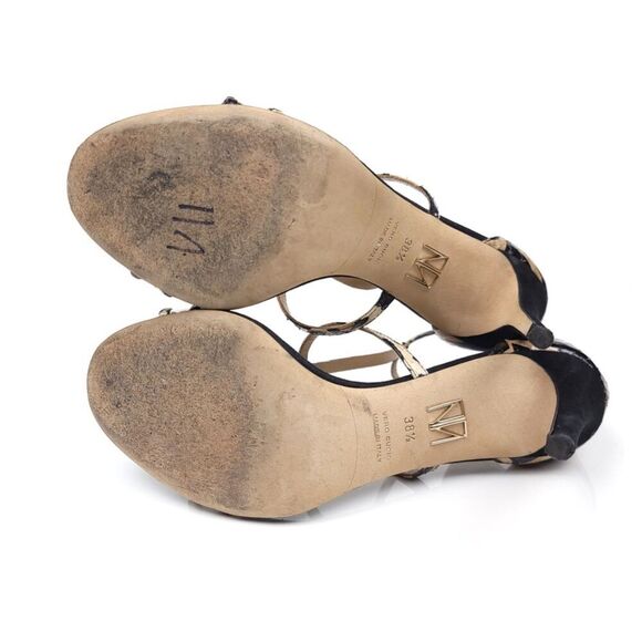 TAMARA MELLON 90s Clear Strappy Leopard Print Black Suede Stiletto Heels 8.5 Y2k - Picture 10 of 16